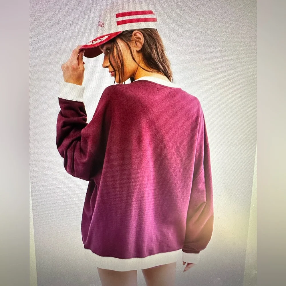 Free People classic crew, color block sweatshirt, size XL, NWT